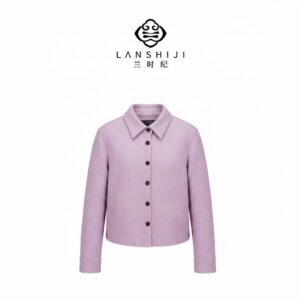 Woven Sheepskin Jacket in pink | 粉编制羊皮外套