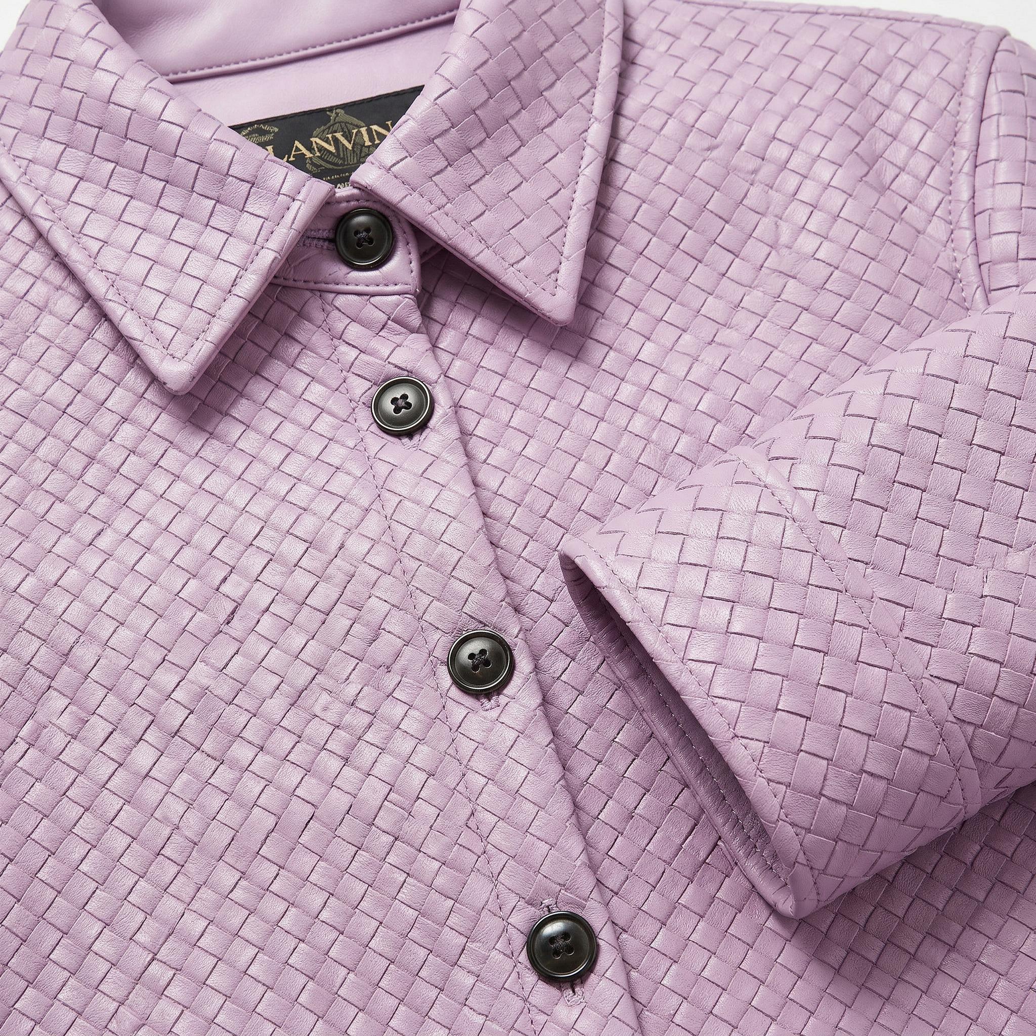 Woven Sheepskin Jacket in pink | 粉编制羊皮外套 - Image 3