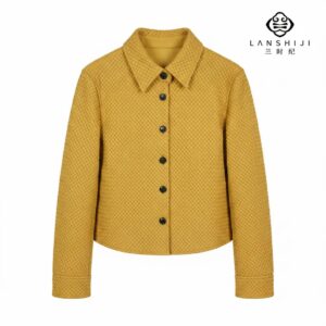 Woven Sheepskin Jacket in Yellow | 黄编制羊皮外套