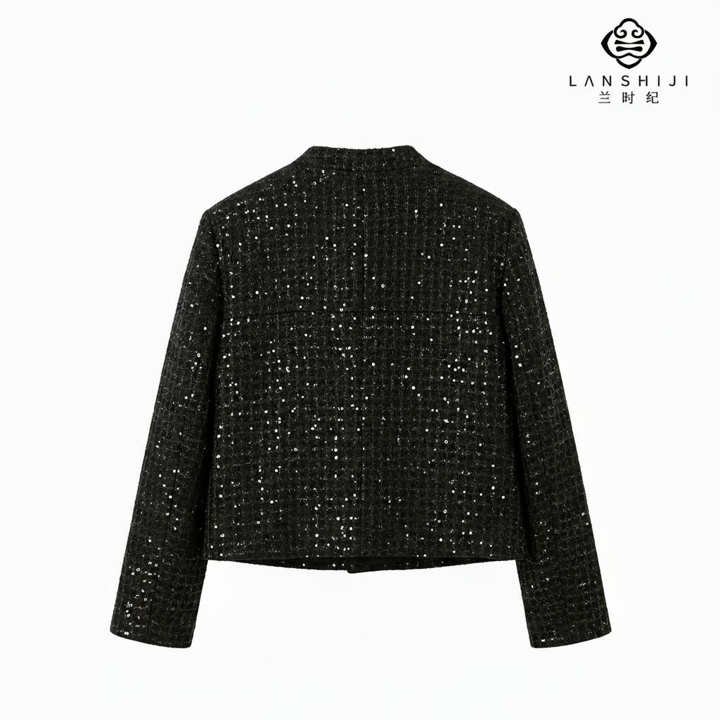 Black Chanel -Style Jacket • Custom Imported Fabric | 黑 小香风外套 - Image 2