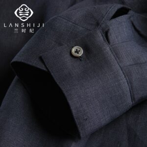 Alternative view of Navy Blue Relaxed-Fit Linen Shirt - Comfortable and Stylish for Everyday Wear