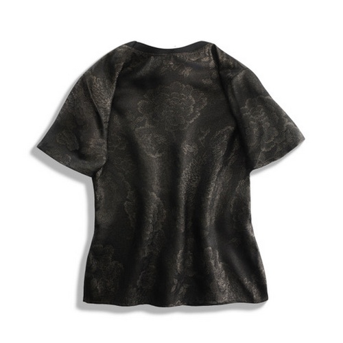 Gold-Woven Mulberry Silk T-Shirt for Women Soft Luxurious Fabric Perfect for Casual Wear Available in Black - Image 3
