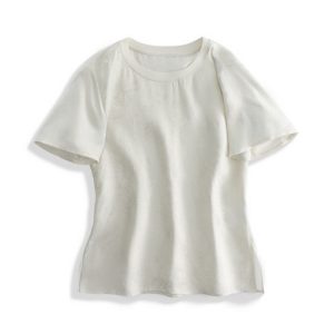 Gold-Woven Mulberry Silk T-Shirt for Women Soft Luxurious Fabric Perfect for Casual Wear Available in White