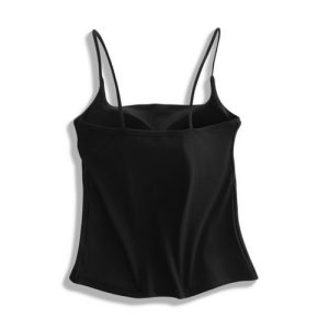 Alternative view of Stretch-Strap Tank Top in black | 黑色弹力肩带背心
