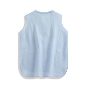 Alternative view of Hand-Beaded Embroidered Loose-Fit Sleeveless Ramie Tank Top in blue | 钉珠绣花宽松无袖苎麻背心