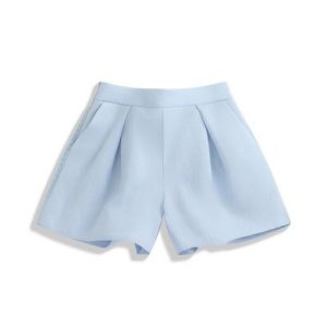 Hand-Beaded Embroidered Loose-Fit Shorts Set for Women（blue） | 钉珠绣花宽松无袖苎麻短裤