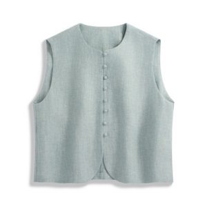 Linen Silver Thread Vest in blue | 蓝麻料银丝马甲