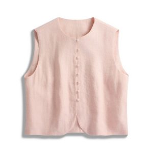 Linen Silver Thread Vest in pink | 粉麻料银丝马甲