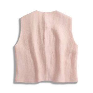 Alternative view of Linen Silver Thread Vest in pink | 粉麻料银丝马甲