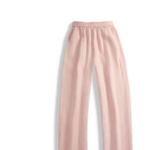 Alternative view of Linen Silver Thread Wide-Leg Pants in pink | 粉麻银丝阔腿裤