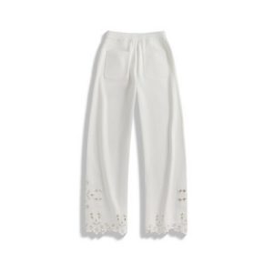 Alternative view of High-End Custom-Made White Cutout Embroidered Jeans for Women Fashionable Denim Trousers