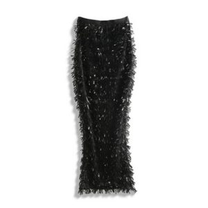 Alternative view of Black Tassel Sequin Midi Skirt | 黑色流苏亮片半裙