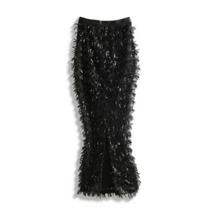 Black Tassel Sequin Midi Skirt | 黑色流苏亮片半裙