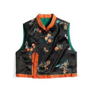 Persimmon for Good Luck Pattern Vest - Traditional Chinese Design with Harmon...