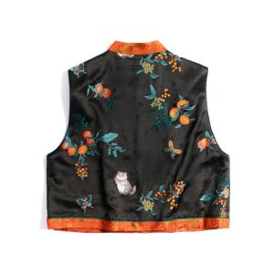 Alternative view of Persimmon for Good Luck Pattern Vest - Traditional Chinese Design with Harmon...