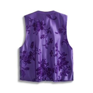 Alternative view of Purple Butterfly Missing Flowers Zhang Velvet Vest for Women Elegant and Comf...