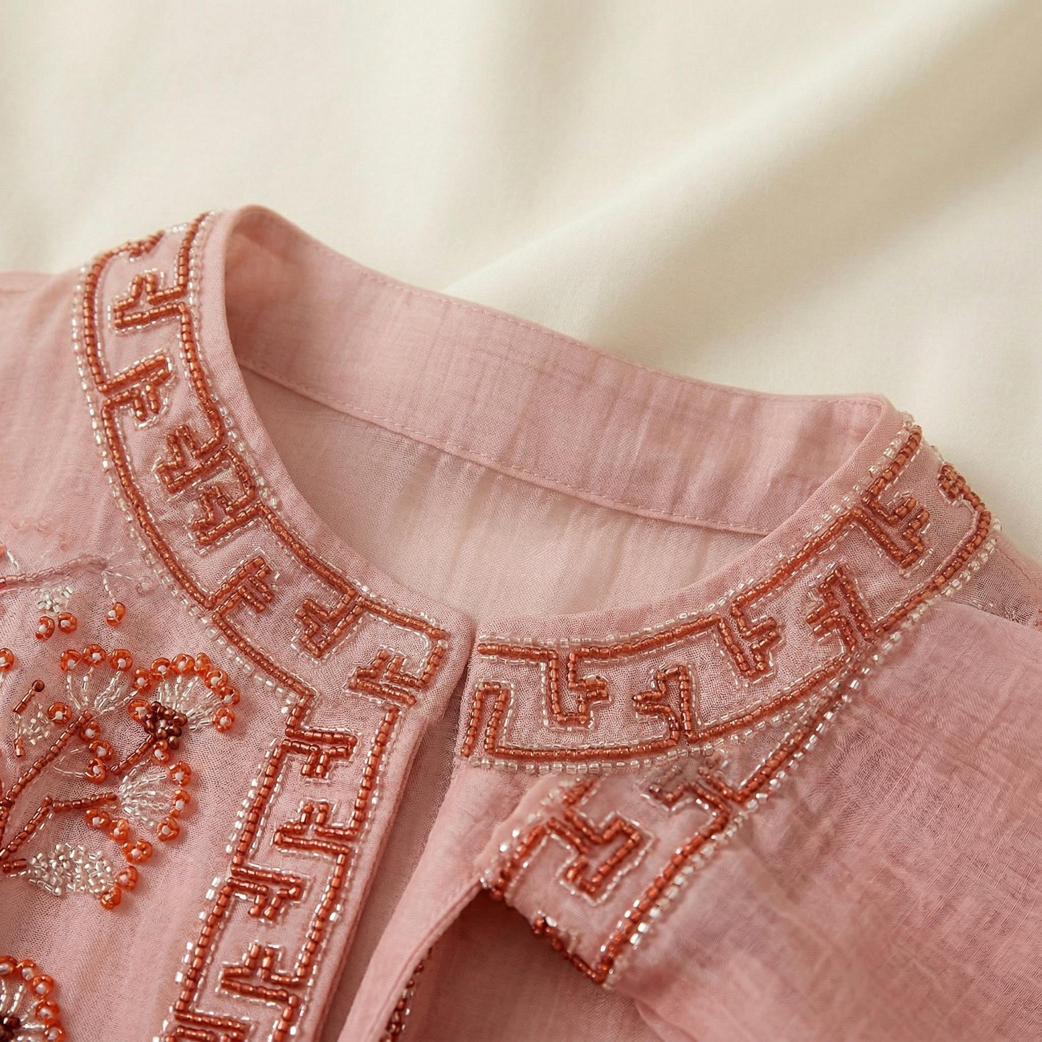 100% Silk Heavy Beaded New Chinese Style Sun Protection Clothing - Image 2