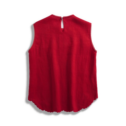 Linen Embroidery Tank Top in red | 麻料刺绣背心 - Image 3