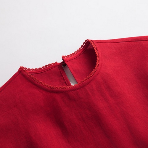 Linen Embroidery Tank Top in red | 麻料刺绣背心 - Image 4
