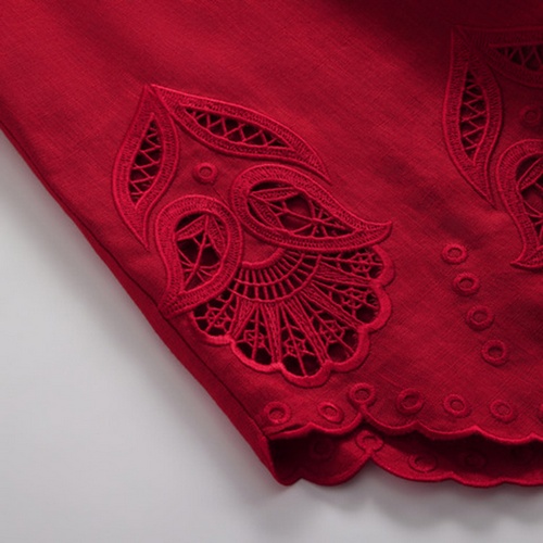 Linen Embroidery Tank Top in red | 麻料刺绣背心 - Image 7