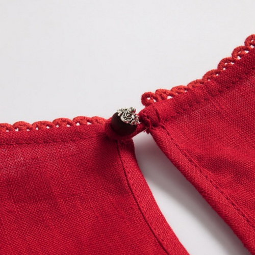 Linen Embroidery Tank Top in red | 麻料刺绣背心 - Image 9