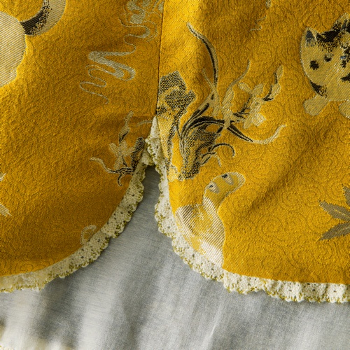Cat's Diary Song Brocade Vest - Yellow Brocade Vest for Women, Elegant and Co... - Image 3