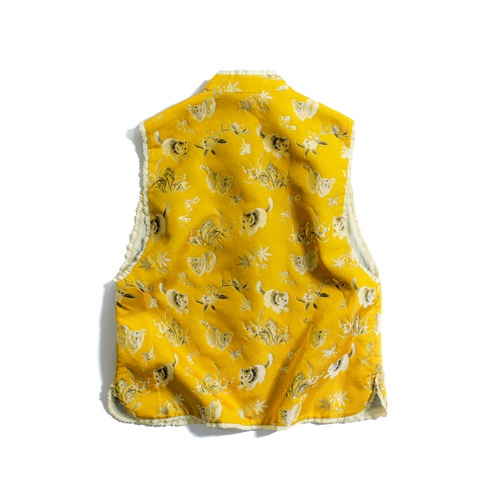 Cat's Diary Song Brocade Vest - Yellow Brocade Vest for Women, Elegant and Co... - Image 4