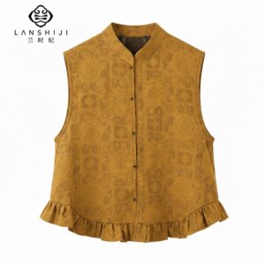 Shangjiukai Multicolor Cloud Brocade Gambiered Silk Lotus-Leaf Vest