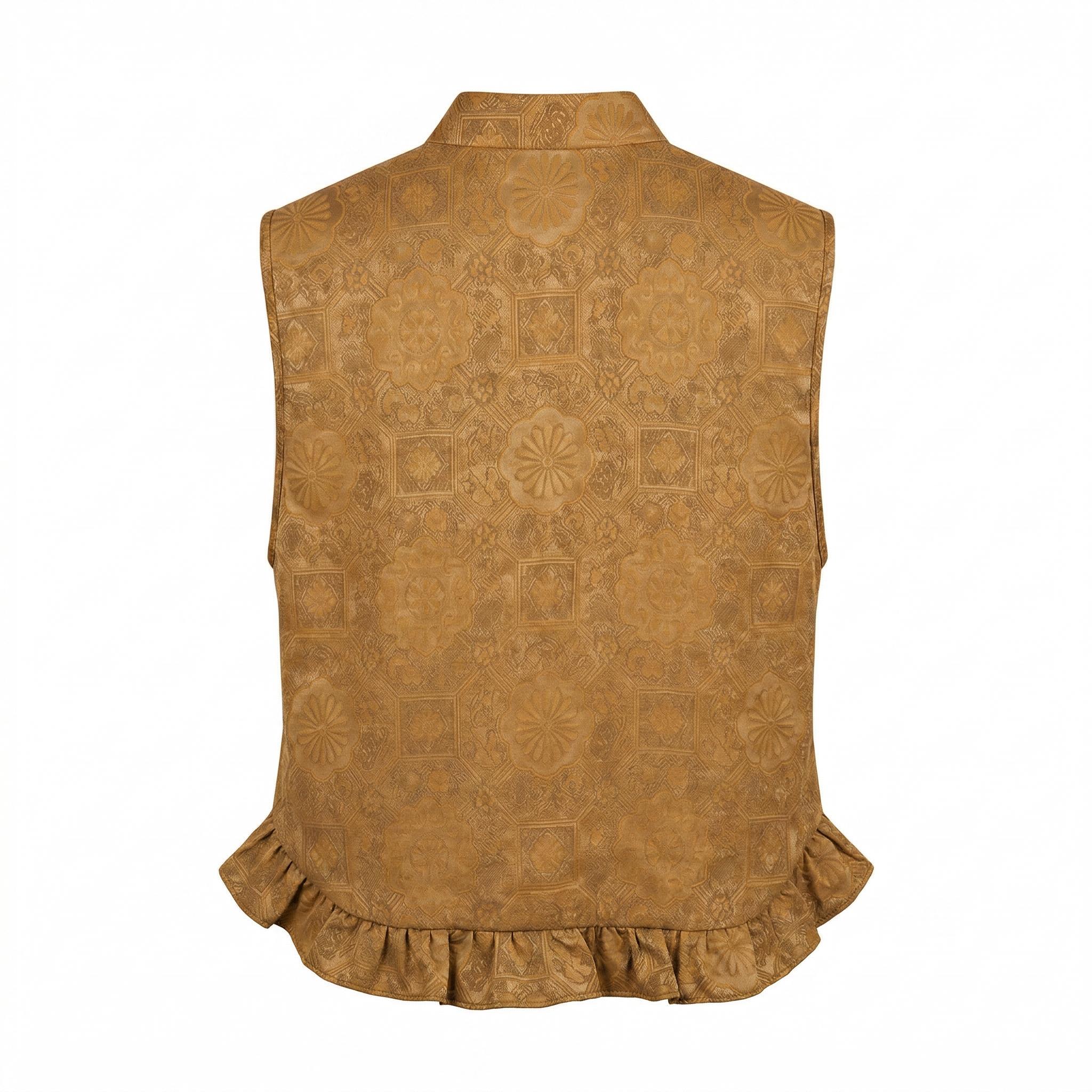 Shangjiukai Multicolor Cloud Brocade Gambiered Silk Lotus-Leaf Vest - Image 2
