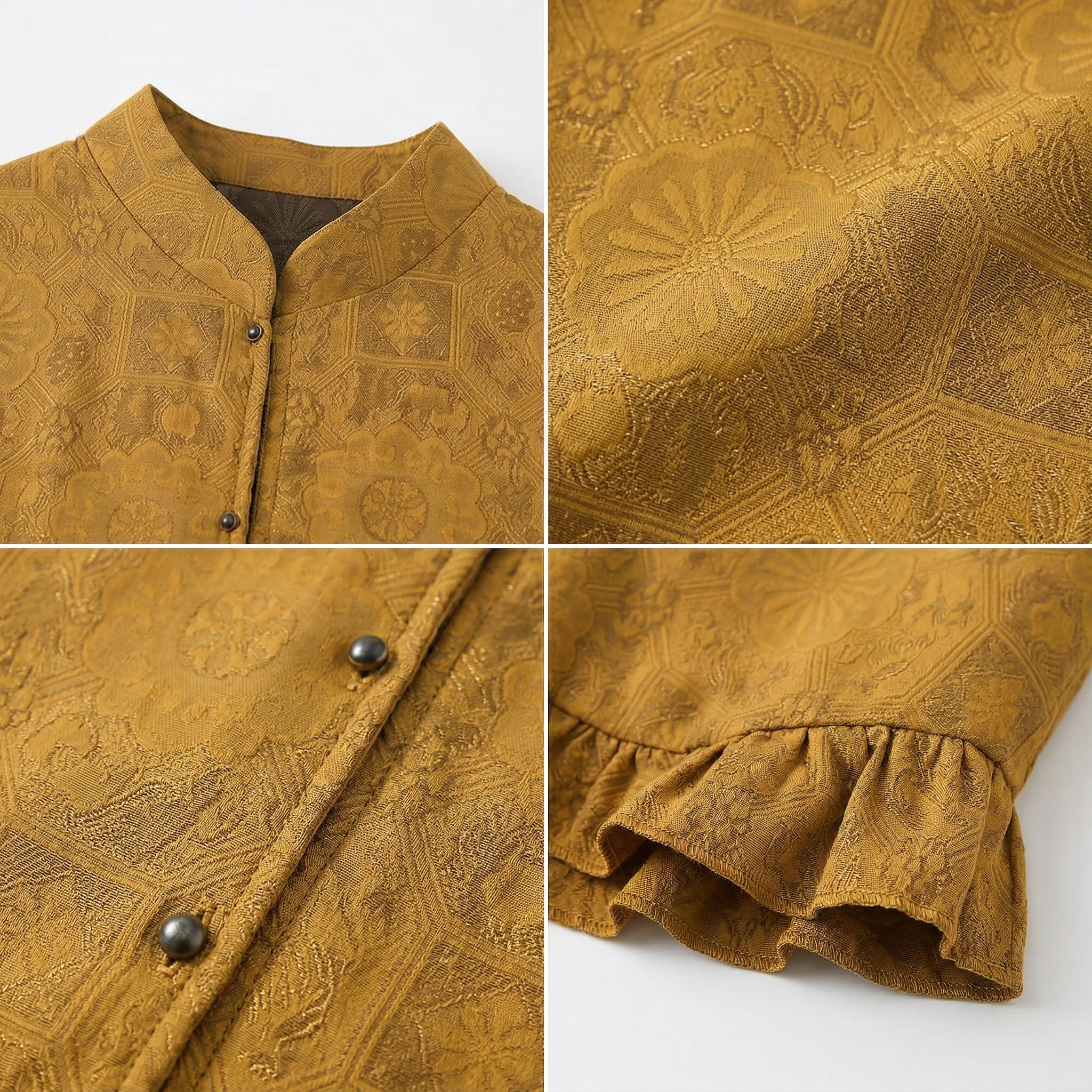 Shangjiukai Multicolor Cloud Brocade Gambiered Silk Lotus-Leaf Vest - Image 3