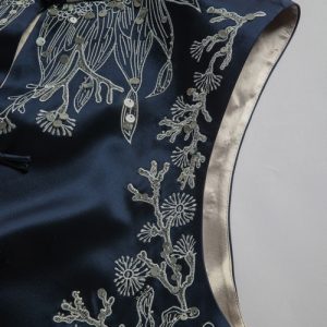 Alternative view of Phoenix Feather Sequin Embroidery Vest - Navy Blue Sleeveless Top with Detail...