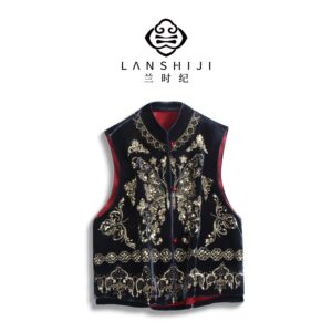 Luxury Butterfly Silk Velvet Sequin Embroidery Vest Heavy Craft Traditional D...