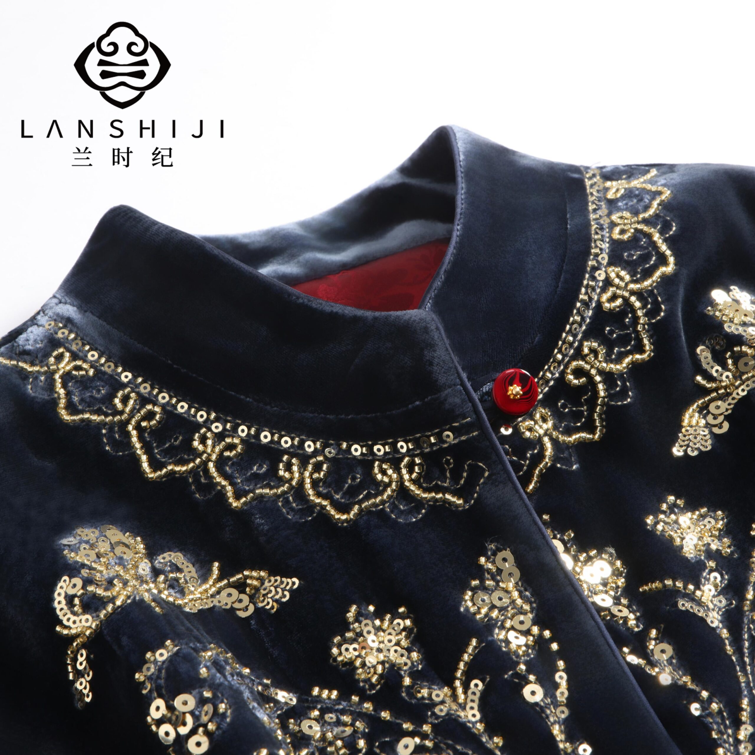 Luxury Butterfly Silk Velvet Sequin Embroidery Vest Heavy Craft Traditional D... - Image 3