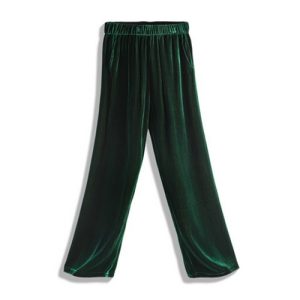 Real Silk Velvet Pants in green | 绿色真丝丝绒裤