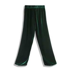 Alternative view of Real Silk Velvet Pants in green | 绿色真丝丝绒裤