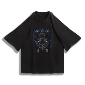 Panda Egg-Shaped Washed T-Shirt in black | 黑熊猫蛋形炒色 T 恤
