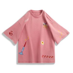 Danish Fairy Tale Fun Embroidery T-Shirt in purple | 紫丹麦童话趣味刺绣 T 恤