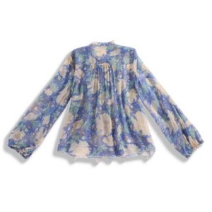 Blue Gold Thread Ruffled Top | 蓝色金丝荷叶上衣
