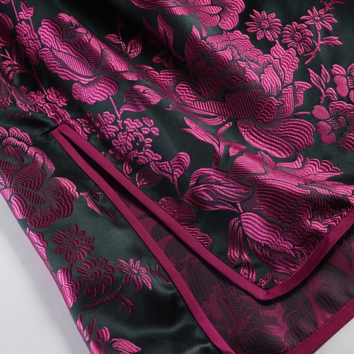 Genuine Silk Vintage Satin Short Qipao Cheongsam with Floral Embroidery and E... - Image 5