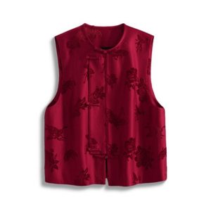 Red Butterfly Missing Flowers Zhang Velvet Vest for Women Elegant and Comfort...