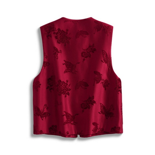 Red Butterfly Missing Flowers Zhang Velvet Vest for Women Elegant and Comfort... - Image 2