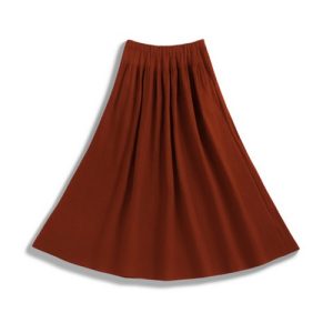 Alternative view of Ribbed Waist Elastic Midi Skirt | 腰身打条松紧腰半裙