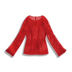 Red Summer Capsule Asymmetrical Ramie & Lenzing Lyocell Knitted Top for Women