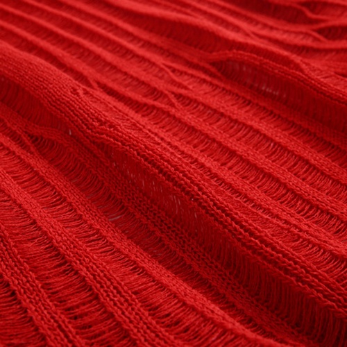 Red Summer Capsule Asymmetrical Ramie & Lenzing Lyocell Knitted Top for Women - Image 5