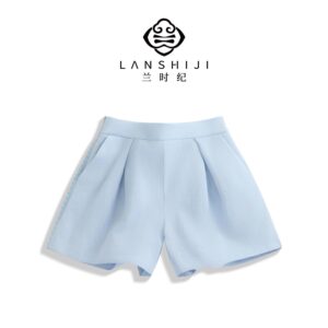 Hand-Beaded Embroidered Loose-Fit Shorts for Women (White / Blue/ Black) | 钉珠绣花宽松无袖苎麻短裤