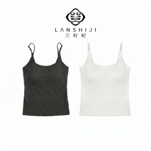 LAN SHI JI (黑白)莱赛尔亚麻吊带 Lyocell linen camisole (black/white)