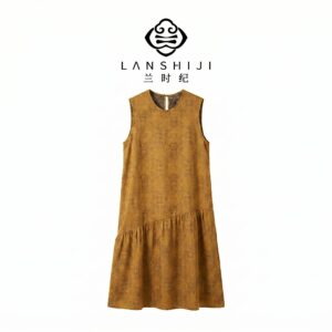 上久楷五彩霞锦香云纱连衣裙(黄) Shang jiu kai multicolored brocade Xiang yun sha dress