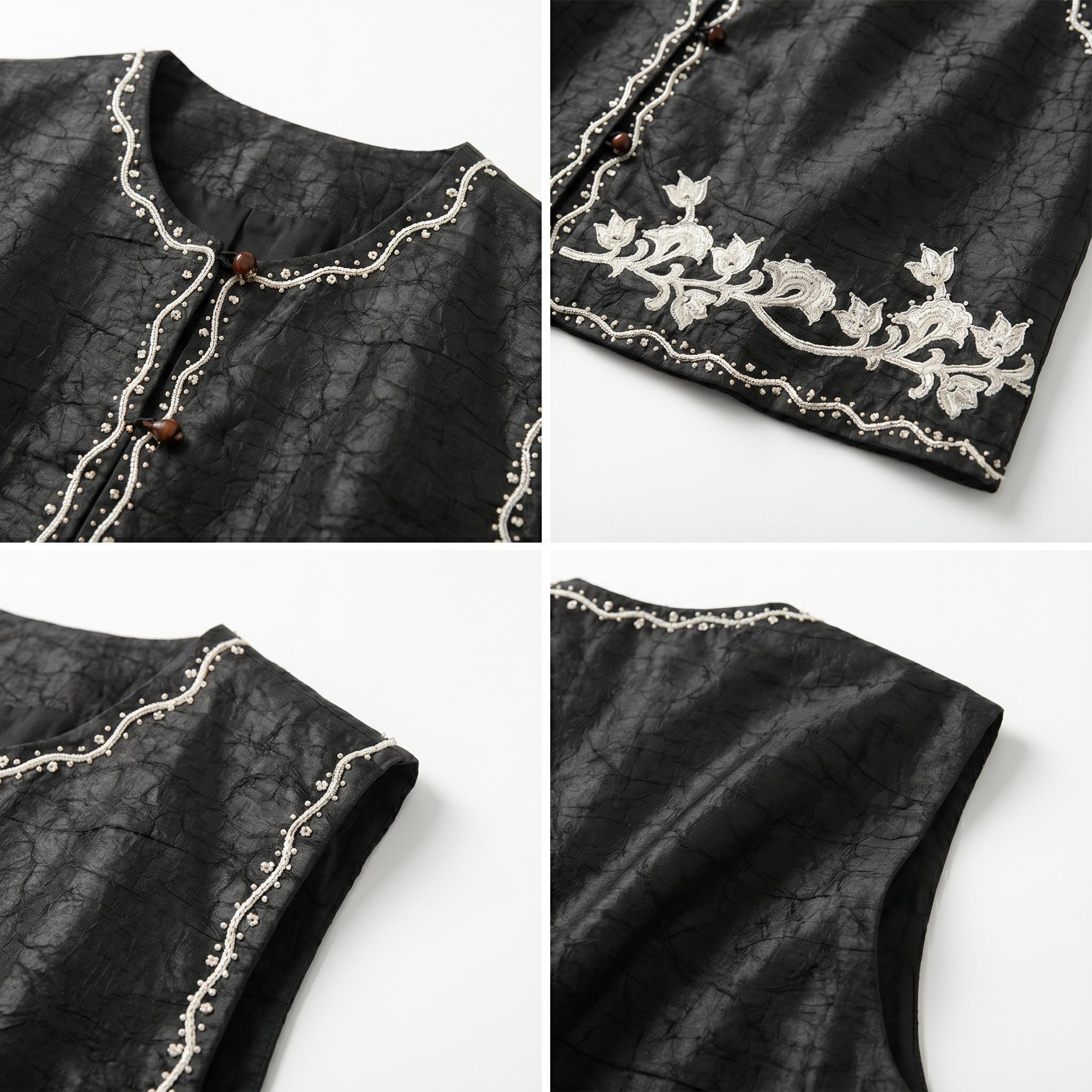 香云纱刺绣马甲 Xiang yun sha Embroidered Vest - Image 5