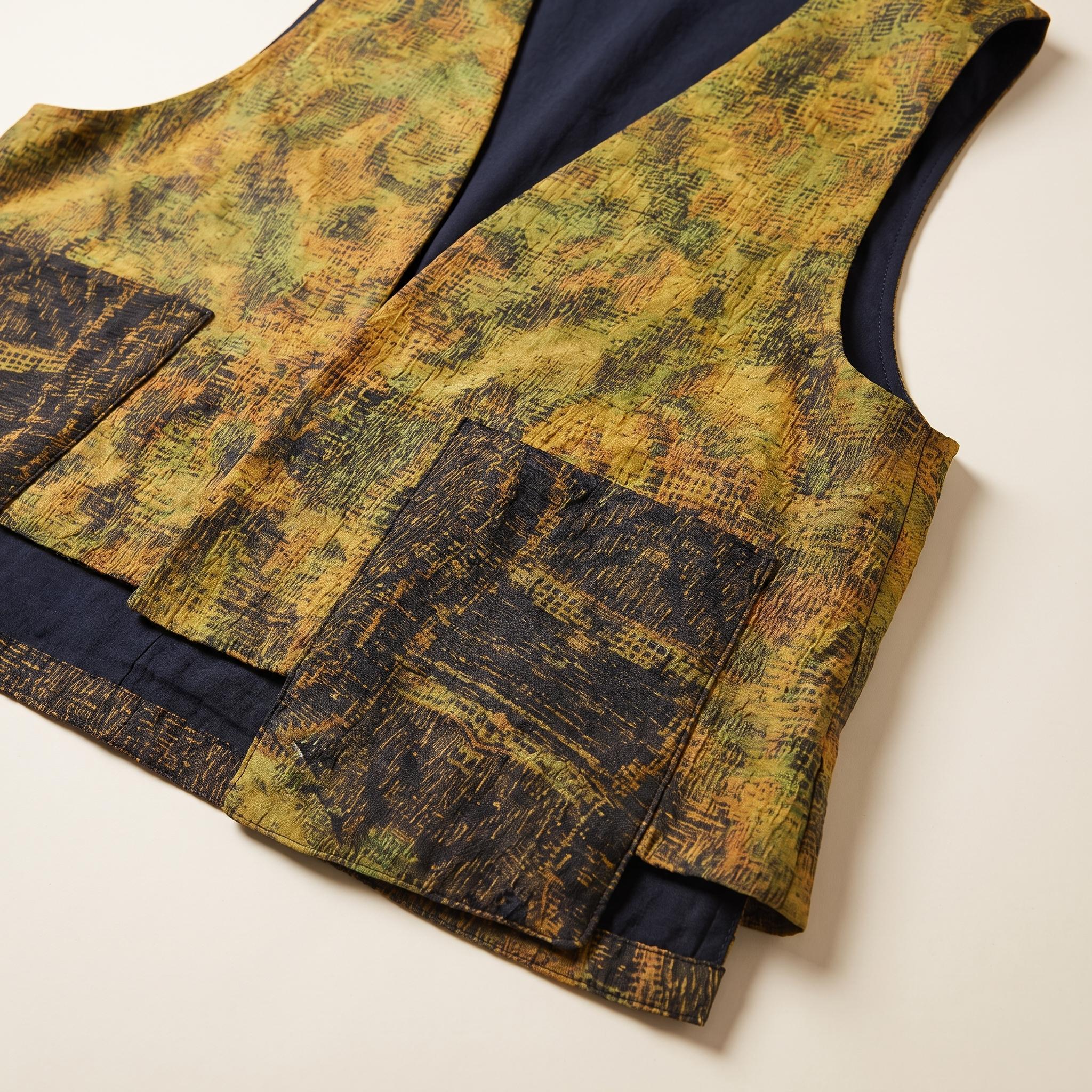 香云纱70姆米海水龙吊带马甲 70 Momme Xiangyunsha Sea Dragon Vest - Image 4