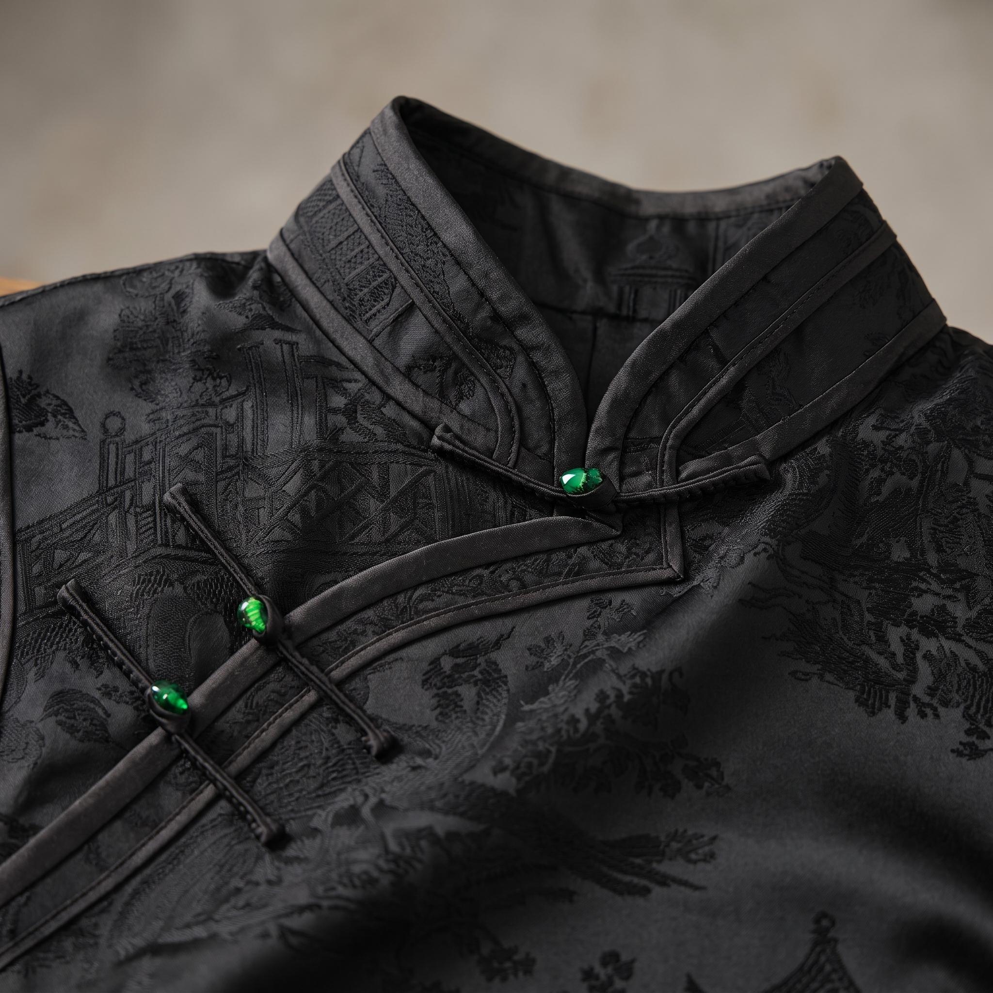 本色绣偏襟马甲 Natural Embroidered Wrap Vest - Image 5